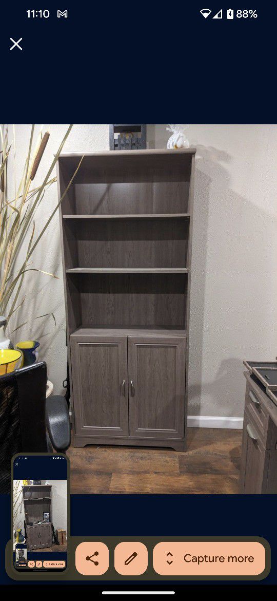 Matching Grey Desk And Bookcase 