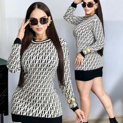 Luxury FF Print Dress👉 Large -1XL
