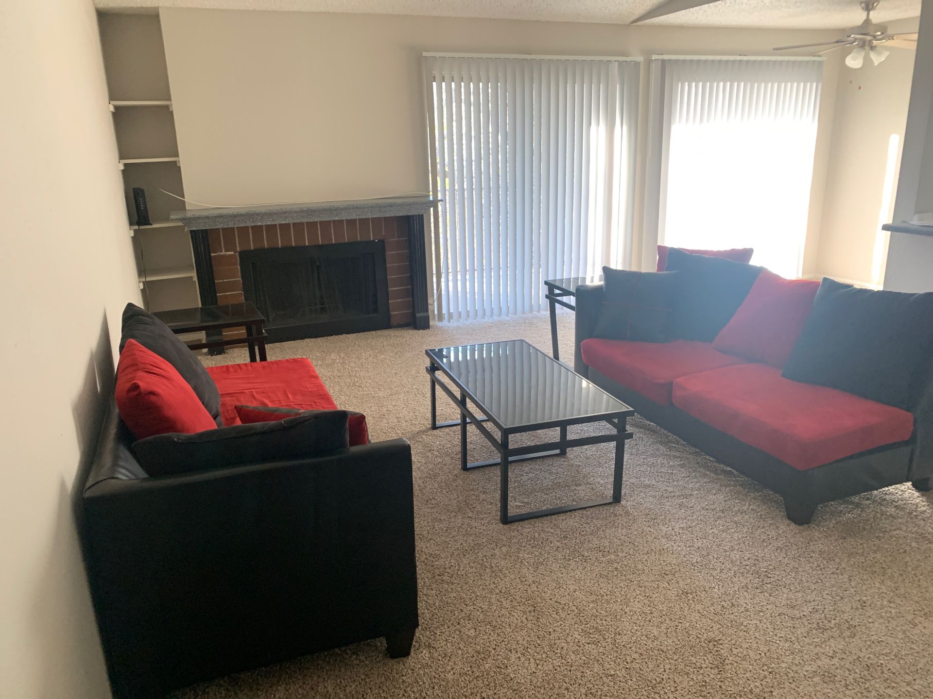 Red and black sectional living room set