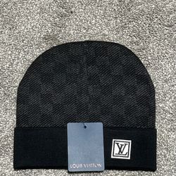 NEW L.V. Graphite Checkered Beanie