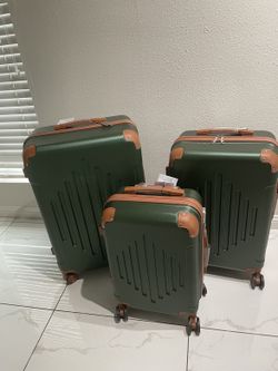 Set 3 maletas verde con cafe (nuevas en su caja)