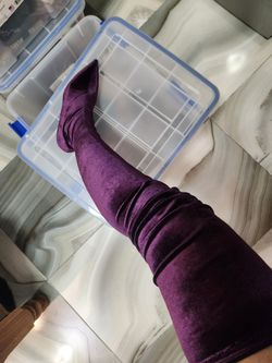 Purple Velvet Thigh High Royal Over The Knee Boots Zara LIMITED EDITION SOLD OUT Similar To Balenciaga