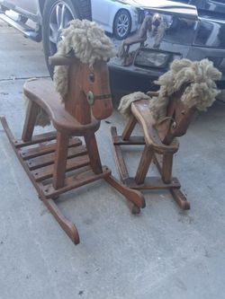 Wooden Rocking Horses Set of Two