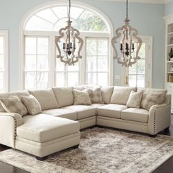 Cream khaki Sectional couch For Sale! Great Deal!