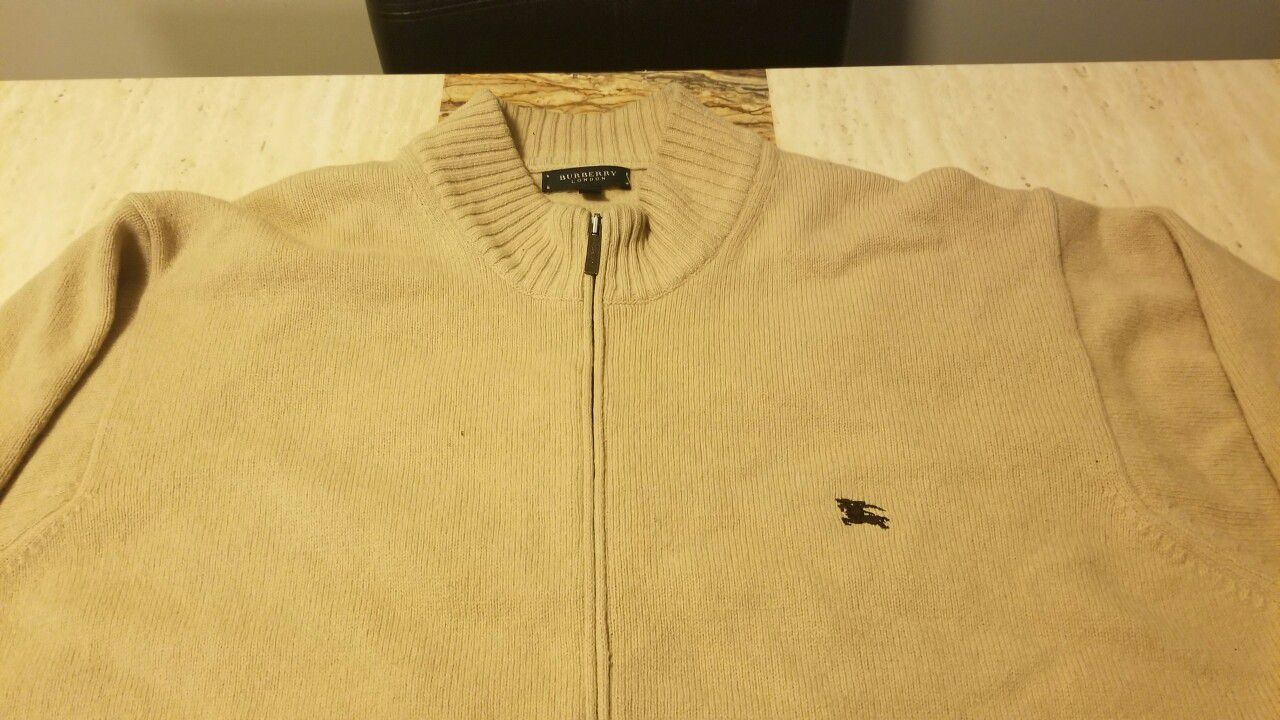 Vintage Burberry Zip up Sweater sz L