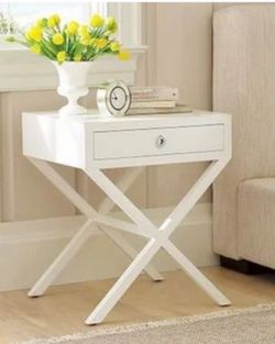 Williams Sonoma White X-Base Nightstand with Drawer- Pair