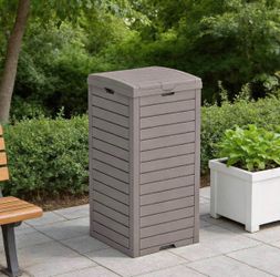 38 Gallon Outdoor Trash Can with lid,Waterproof,UV-Resistant Resin Garbage Can,（Resin Gray）