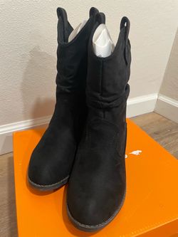 Black Suede Western Ankle Boots