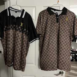 Two Louis Vuitton Shirts 4XL Selling As A Pair Both Of Them For $100 Altogether So You Get Two Shirts For $100