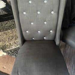 Set of 4 Black Glam Dining Chairs w/ Crystal Tufted Back