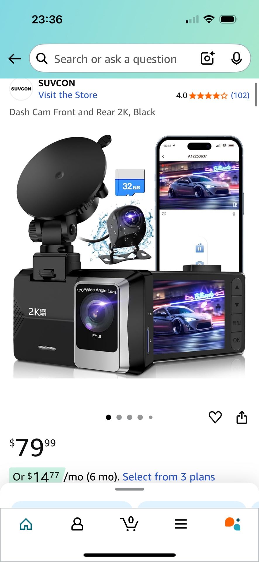 Dual View Smart Dash Cam For Car
