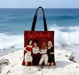 Cute Sisterhood Graphic Print Tote Bag