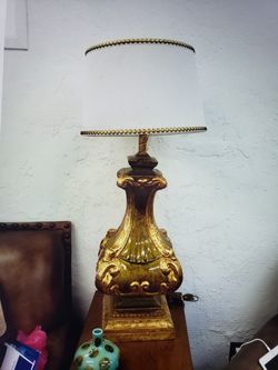 Vintage Avocado Green Mid Century Lamp