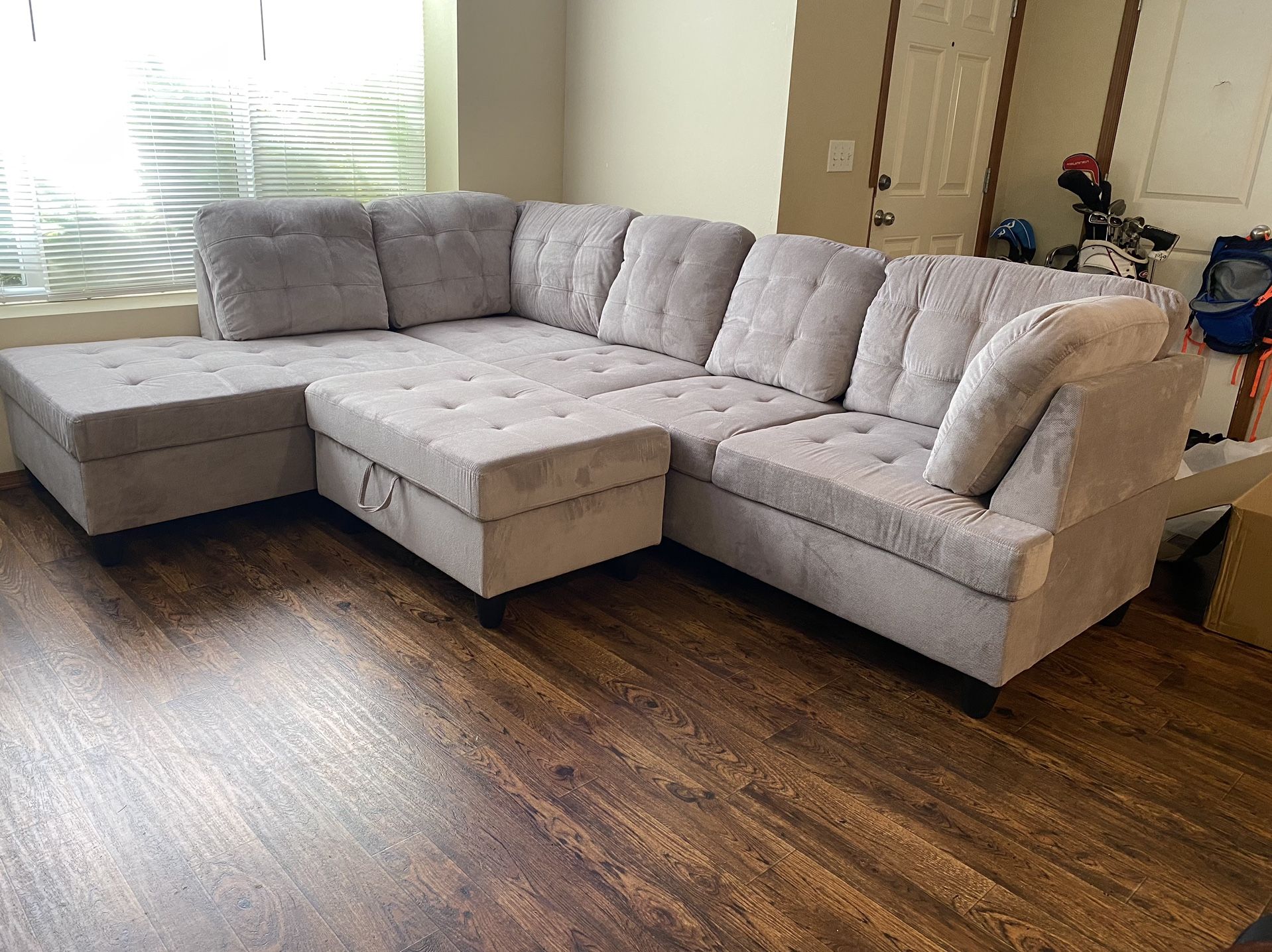 Gray Chenille Sectional Couch