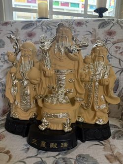 Three Immortals Gold And Tan Figure