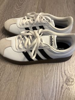 Adidas 6 1/2 White Low-Top Sneakers with Gum Sole