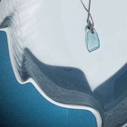 Seafoam Sea Glass On 18k Gold Plated Necklace 