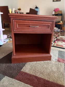 traditional wood nightstand (bed side table)