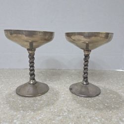 Valero EPB Silver Spain Wedding Goblets/Champagne Stem Vintage Cups Pair (2)