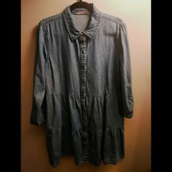 Denim Tiered Shirt Dress
