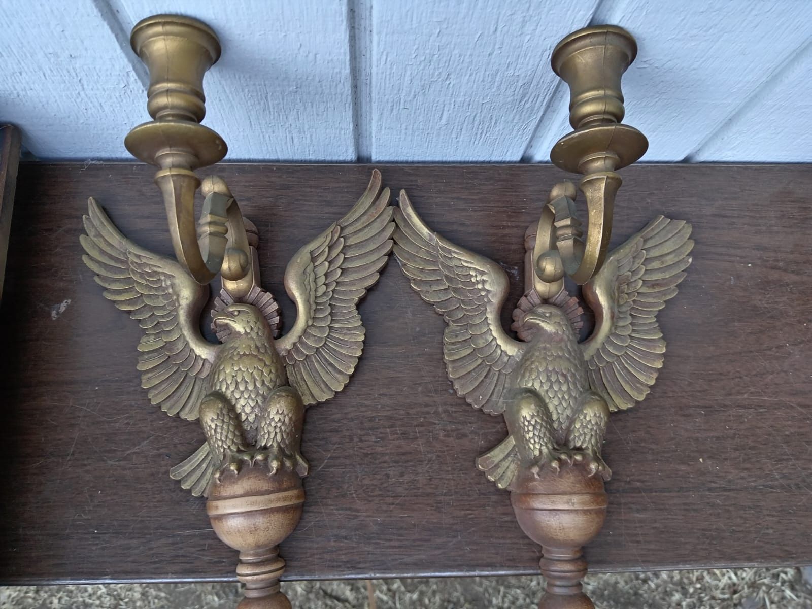 Vintage Pair 11" SYROCO USA Plastic Wall Candle Holders Sconces Eagle 1960s 70s