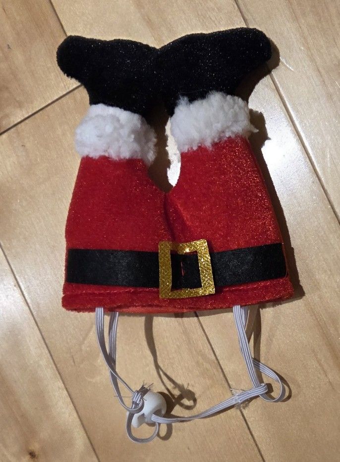 NEW Holiday Dog Santa Claus Pants Adjustable Hat/Headband (OS)