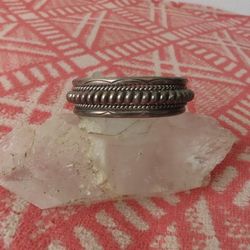 Vintage Navajo TAHE Sterling Silver COILED ROPE Design Bracelet