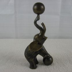 Vintage Antique Solid Brass/Bronze Circus Elephant 9 1/4" Tall


