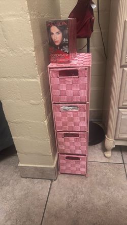 Pink storage bins