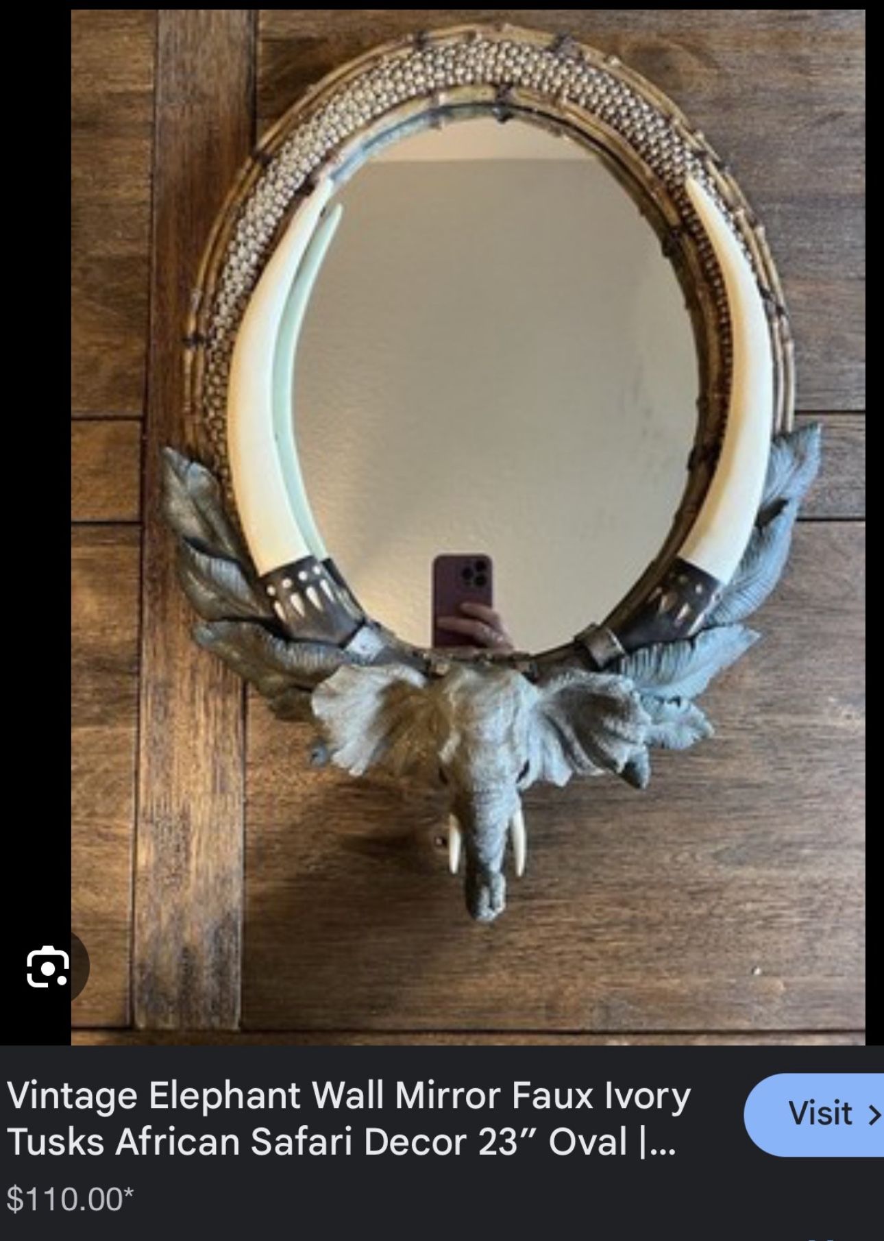 Antique African Elephant Mirror $75 Cash