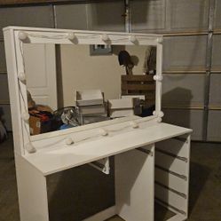 White Vanity With Lighting