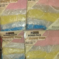 40 Shower caps for hair care. Conditioning, coloring, dyeing, perms. 4 packs of 10. East, west, north