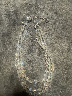Vintage Crystal Necklace: Triple Strand Retro Cocktail Jewelry