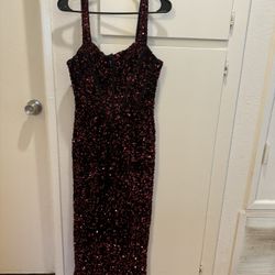 Burgundy Corset Sequin Dress