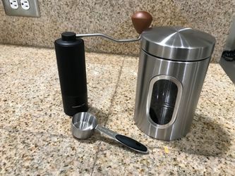 Manual Coffee Grinder - Adjustable Setting for French Press/Espresso Adjustable Setting for French Press/Espresso - (Storing tin + cleaning brush + me