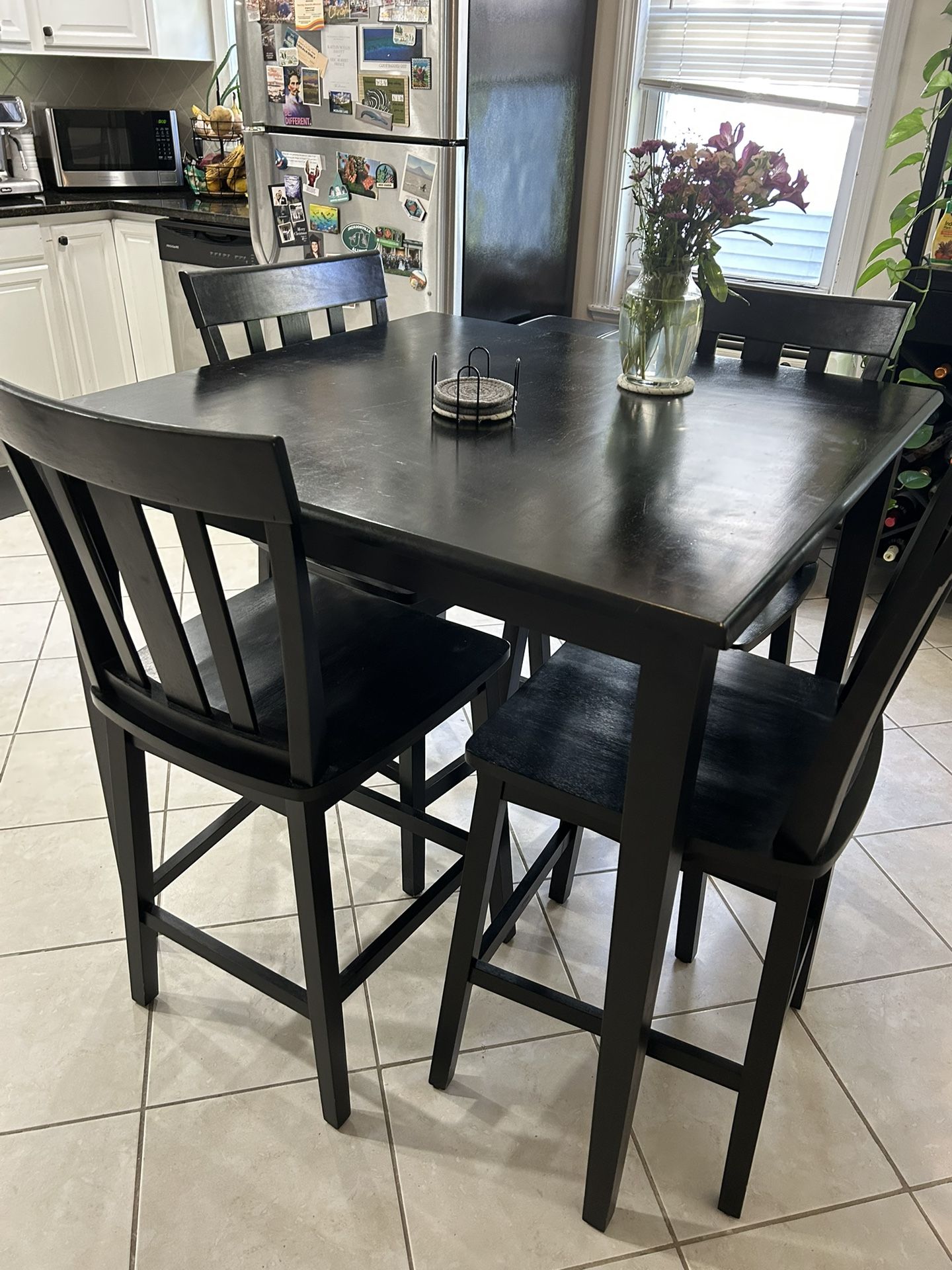 Solid Wood Tall Kitchen Table And Chairs 