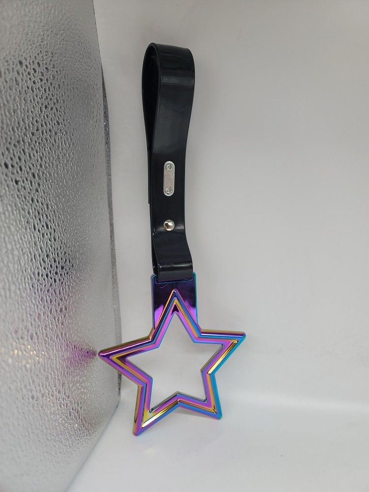 BRAND NEW JDM STAR NEO CHROME Tsurikawa Ring Black Handle Strap Subway Bus Car Drift Charm