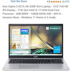 Acer Aspire 5 A515-56 - 15.6" Full HD - Intel i3 - 4GB RAM - 128GB SSD - Screen Broken - Includes Charger & Box