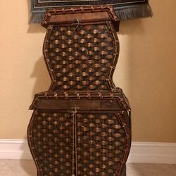 HOME DECOR - (2) Brown/Gold Wicker Woven Chests