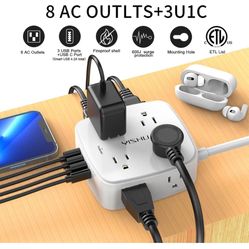 6FT Surge Protector -8 Outlets For AC And USB Ports