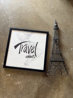2-Piece Travel Wall Decor Set – Eiffel Tower & Travel Frame ✈️🗼