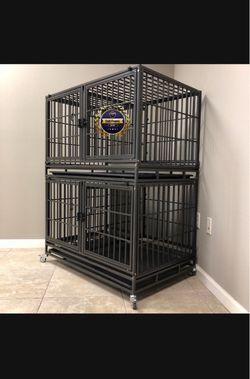 Double stacked dog pet cage Kennel size 43 with divider and trays new in box