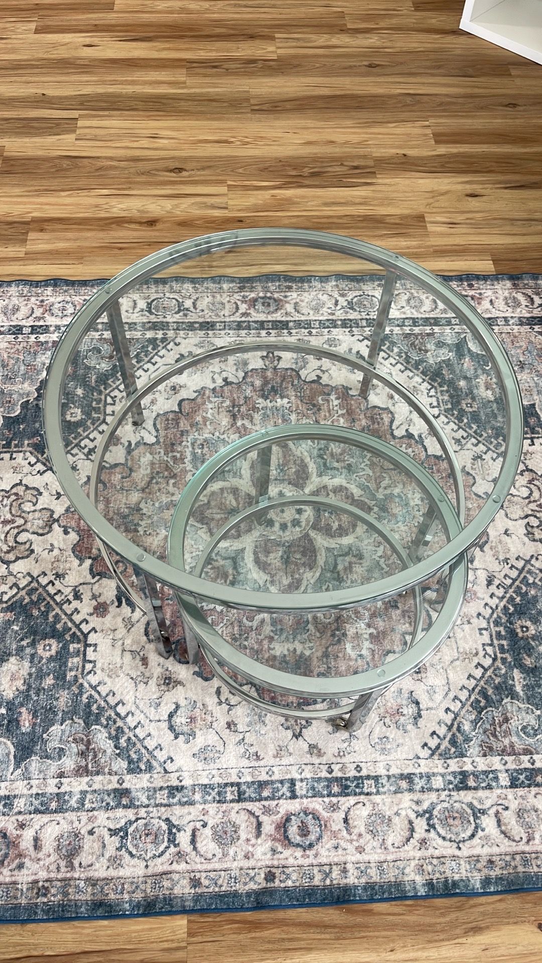 Priced to Sell - Round Glass Coffee Table plus Mini table