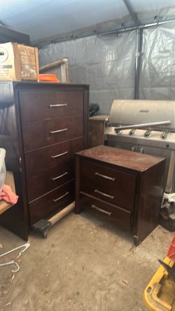 Dark Wood Dresser and Nightstand Set