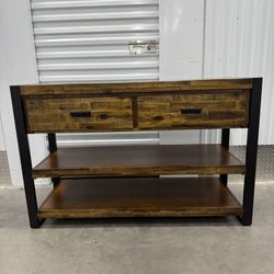 Loftworks Sofa Table with Drawers in a warm brown
