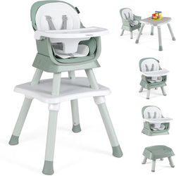 Baby High Chair, 8 in 1 Convertible Highchair for Babies & Toddlers | Booster Seat | Table and Chair Set | Building Block Table | Toddler Chair with S