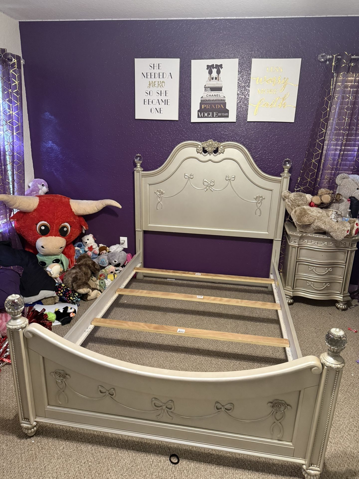 Disney’s Princess Fairytale Silver Bed Frame With Night Table(Full- Size)