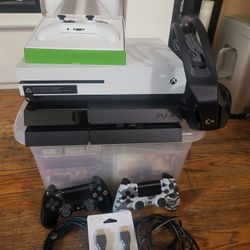 Reduced Price:  (Both) 2 Consoles:  Ps4 & Xbox One S. W/ games ,4 Controllers + A Headset
