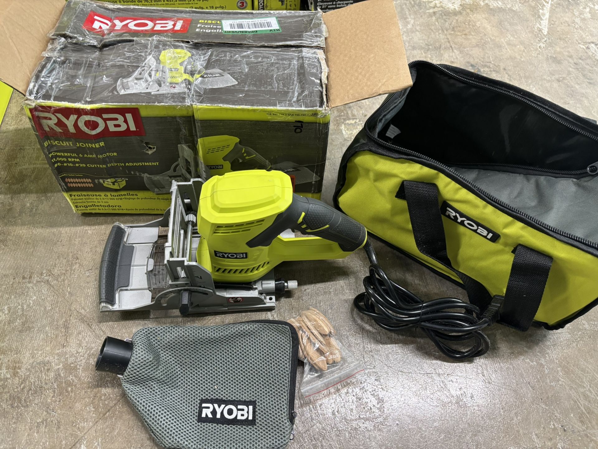 RYOBI 6 Amp AC Biscuit Joiner Kit with Dust Collector and Bag JM83K