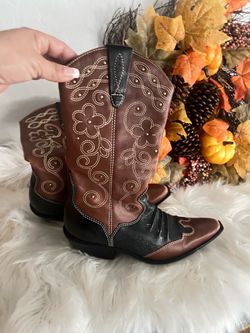 Two-Tone Brown & Black Cowboy Boots